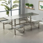 스텐 테이블의자 일체형 야외 카페 편의점 6인 매점 공원 식탁 휴게소 : 황금알 상점