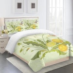 침대 시트 200x200 나비 녹색 민들레 이불 200x200cm 극세사 통기성 이불 커버 저자극성 이불 먼지 진드기 방지, 지퍼가 달린 이불 + 베개... 