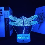 잠자리 빛 동물 3D Illusion 테이블 램프 아이들을위 침실  Nightlight LED RGB 터치 센서 Night Dropship : 시구왕차