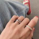 실버반지 하트 새끼 애끼 유화 레이어드 여자 은 반지 : 뮤게 주얼리