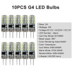 미니조명 G4 미니 LED 전구, 2W 실리콘 램프, 3014SMD, 12V, 조명, 쿨, 뉴트럴, 웜 화이트 가정용 샹들리에, 10 개 : 소울마운트스토어