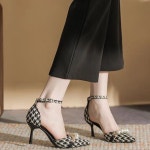 besteffie 스틸레토힐 여성용 사계절룩 킬힐 인공진주 천조격 무늬 스트랩하이힐 빅사이즈 펌프스힐 C58 : 엑소닉스