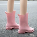 미들부츠 농사 여자 장화 굽 높은 레인부츠 여름 패션 올블랙 : A8고래글로벌