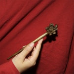 빈티지 악세사리 황금 실크 작은 잎 머리핀 스타일 나무 장미 장식 선물 : 제브몰