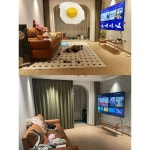 TV 스탠드 바퀴달린 이동식 이젤 범용 티비스탠드 브라운 TV 선반 120X36X90cm : 공구전동