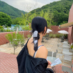 고무줄로 쉽게 묶는 수묵화의 차분함과 아름다움을 담은 프리미엄 전통 한복 헤어 댕기 머리끈 : 본디-bondi