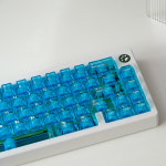 크리스탈 아쿠아 키캡 PC 체리 120키 아이페이 클리어 블루 투명 LED 독거미 레이니 : MAKEY