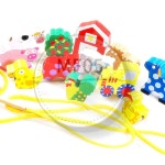 MF05 고급원목실꿰기놀이세트 동물농장 유치원교구 아기원목장난감 실끼우기 : 천경오상회