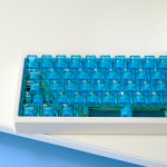 크리스탈 아쿠아 키캡 PC 체리 120키 아이페이 클리어 블루 투명 LED 독거미 레이니 : MAKEY