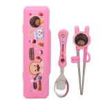 브레드이발소 초코 스텐 숟가락젓가락 수저세트 교정용 2단계 여아 유아 어린이집 유치원 : 소로에