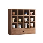 원목 머그컵 홈카페장 컵 장식장 컵정리대 카페 수납함 1. 격자형 45x60cm 월넛 : 뉴어크