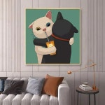 디팟카페 | 고양이 그림 일러스트 포스터 액자 거실 인테리어 팝아트 커플 40cm 해바라기 블랙 : 그랜드디팟