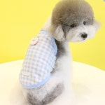 강아지 여름 체크 나시티 티셔츠 애견옷 : Pe.De