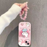 갤럭시 23 22 분홍 공주 키티 스트랩 디자인 입체 폰케이스 : 노란토끼케이스