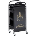 미용실 츄레이 트레이 스텐 바버샵 선반 작업대 카트 커트 추레이 검은색 4겹 38x30x83 : 빌라쥬 드 레브