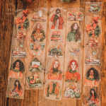 London Gifties 마스킹 테이프 Green & orange cosy girls KISS CUT 3D Gloss PET 10m LG 313 : 톤페이퍼