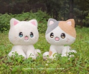 코네코짱 고양이 보들보들 부드러운촉감 귀여운 애착 봉제인형 28cm 2종 화이트 점박이 : 토이돌스