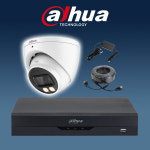 다후아 야간칼라 200만화소 CCTV 설치세트 4채널 스마트폰 모니터링 방범용 카메라 : 바른보안