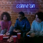 컴온 come on 네온 사인 단스탠드 LED 조명 무드등 벽등 주점 술집 클럽 레트로 : 봉구앤비