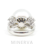 [한미 감별서]16mm 해수산 남양진주 & 다이아몬드 & 18K 화이트골드 반지 : 미네르바 MINERVA
