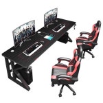 pc방 책상 2인용 컴퓨터책상 더블 커플 데스크 게임용 학생 피시방 싱글 (블랙)  100 x 60 x 74cm : 동동몰s