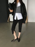24FW breathe 브리드 도미노티 루즈핏 유넥 너트 레이어드 골지 크롭 반팔 티셔츠 : 르메인 lemain