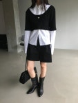 24FW breathe 브리드 도미노티 루즈핏 유넥 너트 레이어드 골지 크롭 반팔 티셔츠 : 르메인 lemain
