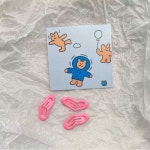 강아지머리핀애견리본핀 대량 삔 미용 헤어 미니 푸들핀 J1359 딥핑크 1개 : 꽃님아부탁해