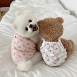 강아지민소매 바람난 잔꽃 나시 메리야스 강아지실내복 S : 페피랜드