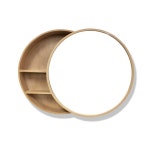 원형 우드 슬라이딩 욕실장 슬라이드장 화장실 거울 장 모던 수건장 수납 선반 김서림 방지 베이지 50cm : 오이다