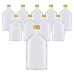 납작병 500ml 유리병(10개) 주스병 더치커피 밀크티 쥬스 음료 용기 딸기우유 : 가인 글로벌