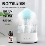 빗소리 가습기 조명 물멍 탁상용 미니 버섯 백색소음 USB 캠핑 인테리어 사무실 : 밤빛잡화점