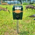 (태양광 반영구) 멧돼지 퇴치기 야생동물 조류 경고등 사이렌 고라니 과수원 고양이 비둘기 : BEBLISS