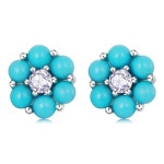 Rockyu 피어싱 레이디스 심플 깔끔 실버 925 작음 터키석 피어스 세컨드 피어스 꽃송이 지르코니아 터콰이 : 베이사이드 Shop