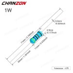 1% 금속 필름 저항기 세트, 고정밀 MF 키트 모음, 35 개 값 x 1W, 0.1ohm - : 유신컴퍼니23