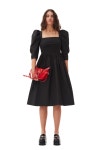GANNI 가니 Black Cotton Poplin Smock Dress 포플린 원피스 F9492 : 세컨라운지.