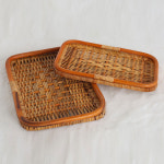 2개세트 핸드메이드 라탄 공예품 수제품 인테리어소품 라탄쟁반 트레이 : 꼬북이네 잡화점