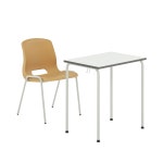 밀리(650x450)+로이 의자 세트 기본높이 H720  심플엣지/650/오크+아이보리다리 학원 책걸상 학교 책상 공부방 교실 강의실 : 라운디라운드