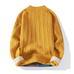 남성 라운드 꽈배기 니트 긴팔티 추동 캐주얼 도툼 배색 스웨터 니트 루즈핏 : The one