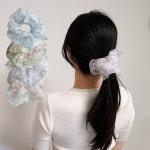 여름데일리빅스크런치 대왕머리끈 땡땡이쉬폰곱창밴드 로우번고무줄 풍성 시스루 헤어슈슈 : 묘크누아