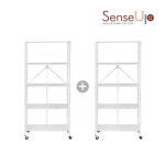 [행거봉 1개추가 구성]센스업 똑소리선반 다용도 철재 이동식 폴딩선반1+1, 5단, 화이트 : senseup