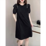 블랙 긴팔 원피스 접합 스트레이트 캐주얼 여성 유럽 역  여름 : 독일 백화점