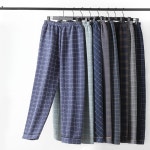 남성용 초대형 잠옷 편안한 수면 겨울 가을 바지 165kg XL 블루 체크 3XL  140-180파운드 : 소올컴퍼니