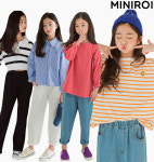 아동 티셔츠 줄무늬 봄 브이넥 면티 여아 후드 옷 크롭 초딩 캐주얼 긴팔 라운드 맨투맨 : 미니로이