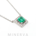 0.53ct 천연 에멜 에메랄드 & 랩 다이아몬드 & 18K 화이트골드 목걸이 : 미네르바 MINERVA