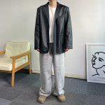 가죽블레이저 레더 오버핏블레이저 남자마이 : 올원츠