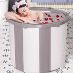 1인 욕조 반신욕조 목욕탕 성인용 간이 미니 접이식 대형 반신 찜질방 원룸 그레이 대형 : 에어위드