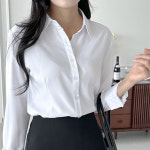슬림핏 여성셔츠 블라우스 바스락 화이트 블랙 흰색 셔츠 하늘색 핑크 와이 셔츠 카라 남방 : 로로스키니 브랜드
