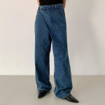 (국내생산/1022)릴리오 사선 포인트 와이드 데님 팬츠-여성의류 자체제작 청바지 여자바지 데일리룩 데이트룩 편안한바지 가을청바지... 