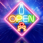 한잔어때 OPEN 기본형 오픈 LED 네온 사인 24시 보드 간판 영업중 주점 술집 호프 : LED보드나라